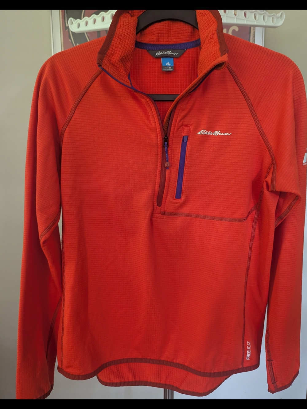 $20 Eddie Bauer Women's M- First Ascent High Route Grid Fleece 1/4 Zip Orange